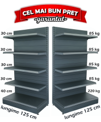 Etagère de magasin murale en métal 125*225, socle 40 cm et 4 étagères de 30 cm