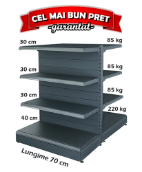 Retail Metal Gondola Shelf 70*140 Base 40 cm and 6 Shelves of 30 cm 