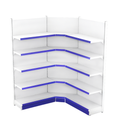 Etagère murale d'angle intérieure en métal H220 base 50 cm et 4 étagères de 40 cm