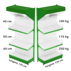Raft metalic legume fructe 125*227h cm baza 60 cm 2 polite si pazie oglinda 