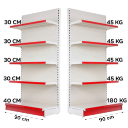 Etagère murale en métal 90*220, socle 40 cm et 4 étagères de 30 cm