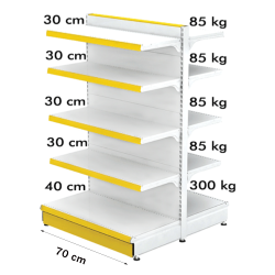 Estante metálico medio (góndola) 100*180 base 40 cm y 8 estantes de 30 cm