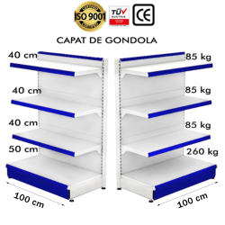 Raft metalic capat de gondola 100*140 baza 50 cm si 3 polite de 40 cm