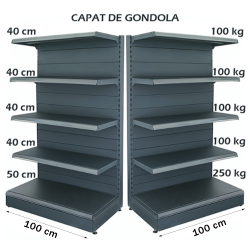 Retail Metal Gondola Shelf 100*180 Base 50 cm and 4 Shelves of 40 cm
