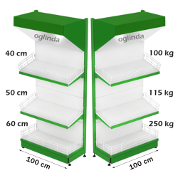 Estante frutero metálico 100*227h cm base 60 cm 2 estantes y tapa espejo