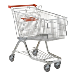 Carro de supermercado 100 lt con estante inferior y silla para bebé