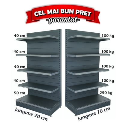 Etagère de magasin murale en métal 70*225, socle 50 cm et 4 étagères de 40 cm