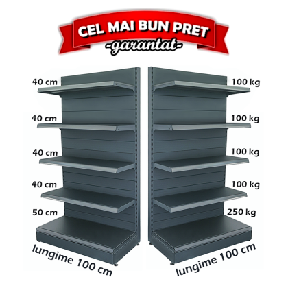 Etagère murale de magasin en métal 100*225 base 50 cm et 4 étagères de 40 cm