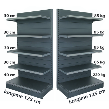 Raft magazin metalic de perete 125*225 baza 40 cm si 4 polite de 30 cm
