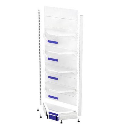 Raft metalic de perete coltar interior H220 baza 40 cm si 4 polite de 30 cm