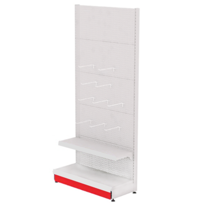 Metal Wall Shelf with Hooks 90*220 Base 40 cm and 1 Shelf of 30 cm | Shop and Supermarket Shelves