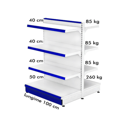 Retail Metal Shelving Gondolas 100*140 Base 50 cm and 6 Shelves of 40 cm