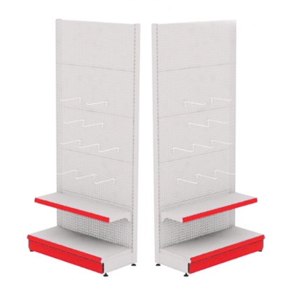 Metal Wall Shelf with Hooks 90*220 Base 40 cm and 1 Shelf of 30 cm | Shop and Supermarket Shelves