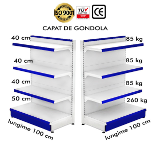 Raft metalic capat de gondola 100*140 baza 50 cm si 3 polite de 40 cm