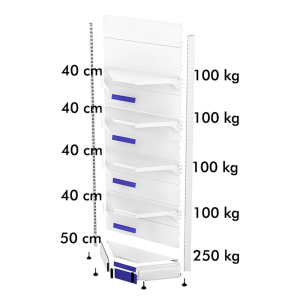 Raft metalic de perete coltar interior H220 baza 50 cm si 4 polite de 40 cm | Rafturi metalice ieftine