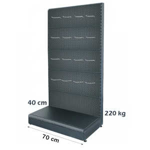 Wall Metal Shelf with Hooks 70*225 Base 40 cm