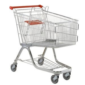 Carro de supermercado 100 lt con estante inferior y silla para bebé