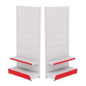Estante metálico de pared con ganchos 90*220 base 40 cm y 1 estante de 30 cm | Estantes de tiendas y supermercados
