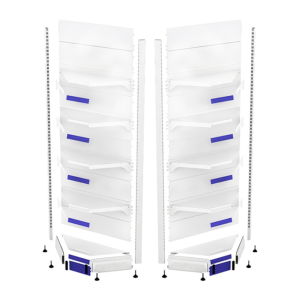 Wall Metal Corner Shelf H220, 40 cm with 4 Shelves of 30 cm