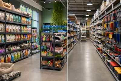 Rafturi metalice pentru pet shop-uri si magazine de bricolaj: solutii de organizare pentru spatii mici si mari