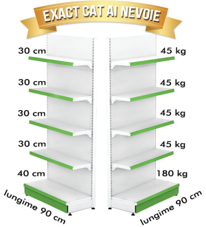 Metal Wall Shelf 60*220, Base 40 cm and 4 Shelves of 30 cm